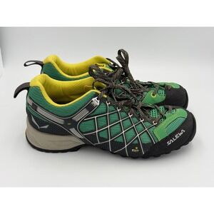 Salewa Wildfire Green Yellow Vibram Approach Hiking Shoes Womens 8 EXA Shell